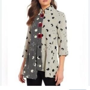 Ali Miles Whimsical Artsy Geometric Print Tunic Top